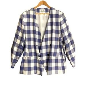 Vintage Executive Collection‎ 26W Periwinkle White Buffalo Plaid Blazer Jacket